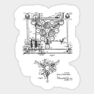 Automatic Bowling Mechanism Vintage Patent Hand Drawing Sticker